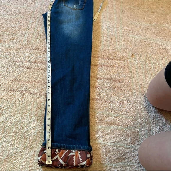 Lucky and Blessed Denim Jeans With Football Patches Size 6 Super Bowl Game Day - Picture 8 of 14